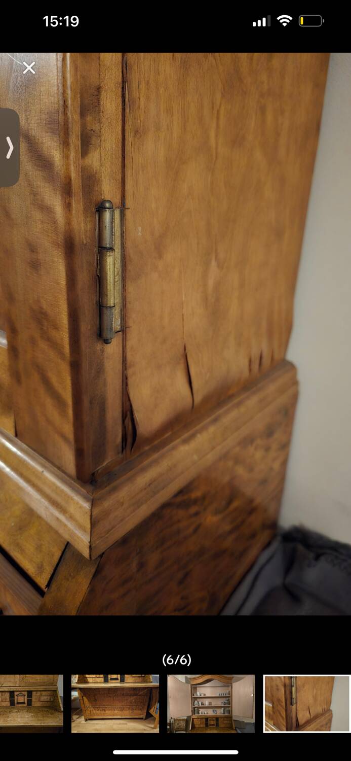 Grand Meuble Scandinave en Bouleau Flammé – XIXe Siècle – Écritoire