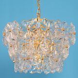 Chandelier in gilded brass and crystal glass, Germany, 1970s