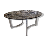 Paul Legeard designer coffee table in smoked glass and chrome
