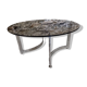 Table basse design Paul Legeard verre fumé et chrome