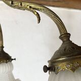Empire bronze chandelier with 4 lights in glass tulips