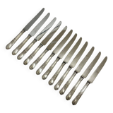 12 couteaux de table - Métal argenté – Style rocaille