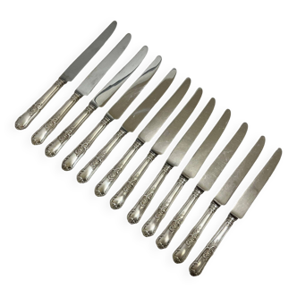 12 table knives - Silver metal - Rococo style