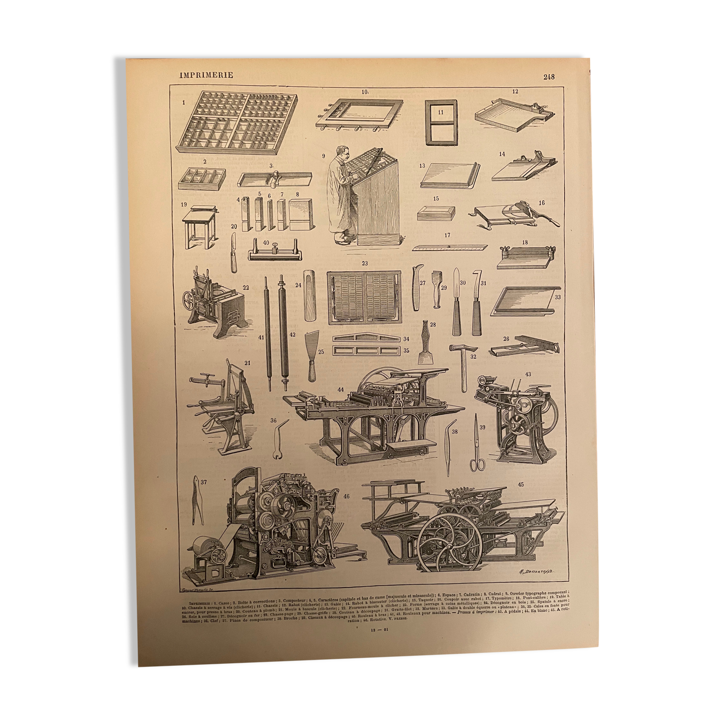 Lithograph engraving on the printing press of 1897