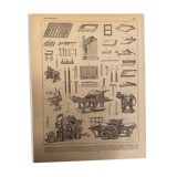 Lithograph engraving on the printing press of 1897