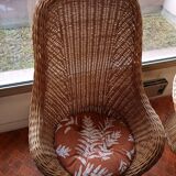 Rattan garden furniture set consisting of 3 armchairs and matching table