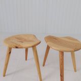 Pair of sculptural mid-century stools in pine by Norsk Husflid 1960s Norway