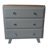 Compass feet vintage gray green, 3 drawers, wooden tray.