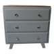 Compass feet vintage gray green, 3 drawers, wooden tray.