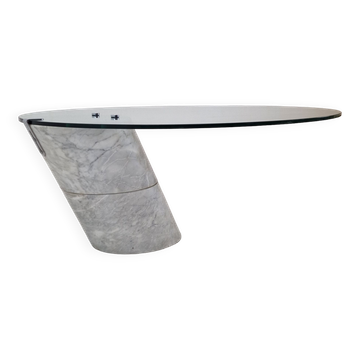 Table basse K1000 en verre et marbre de Carrare Team Form AG, Ronald Schmitt, 1975
