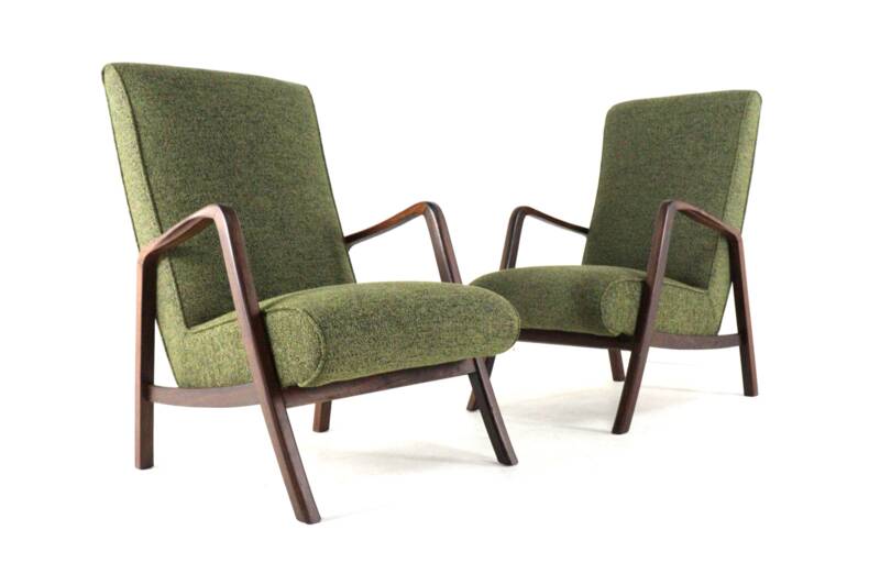 Knicos Armchair in Wengé with Green Upholstery | very rare dutch design