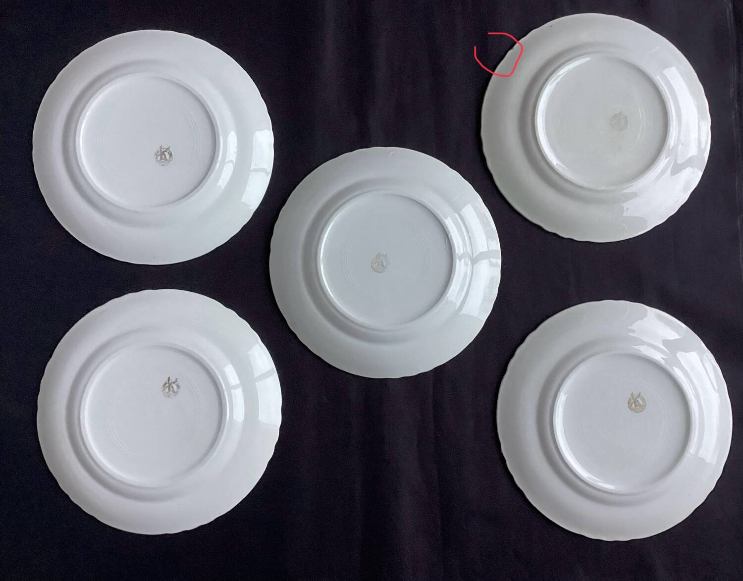Set of 5 Moulin des Loups flat plates