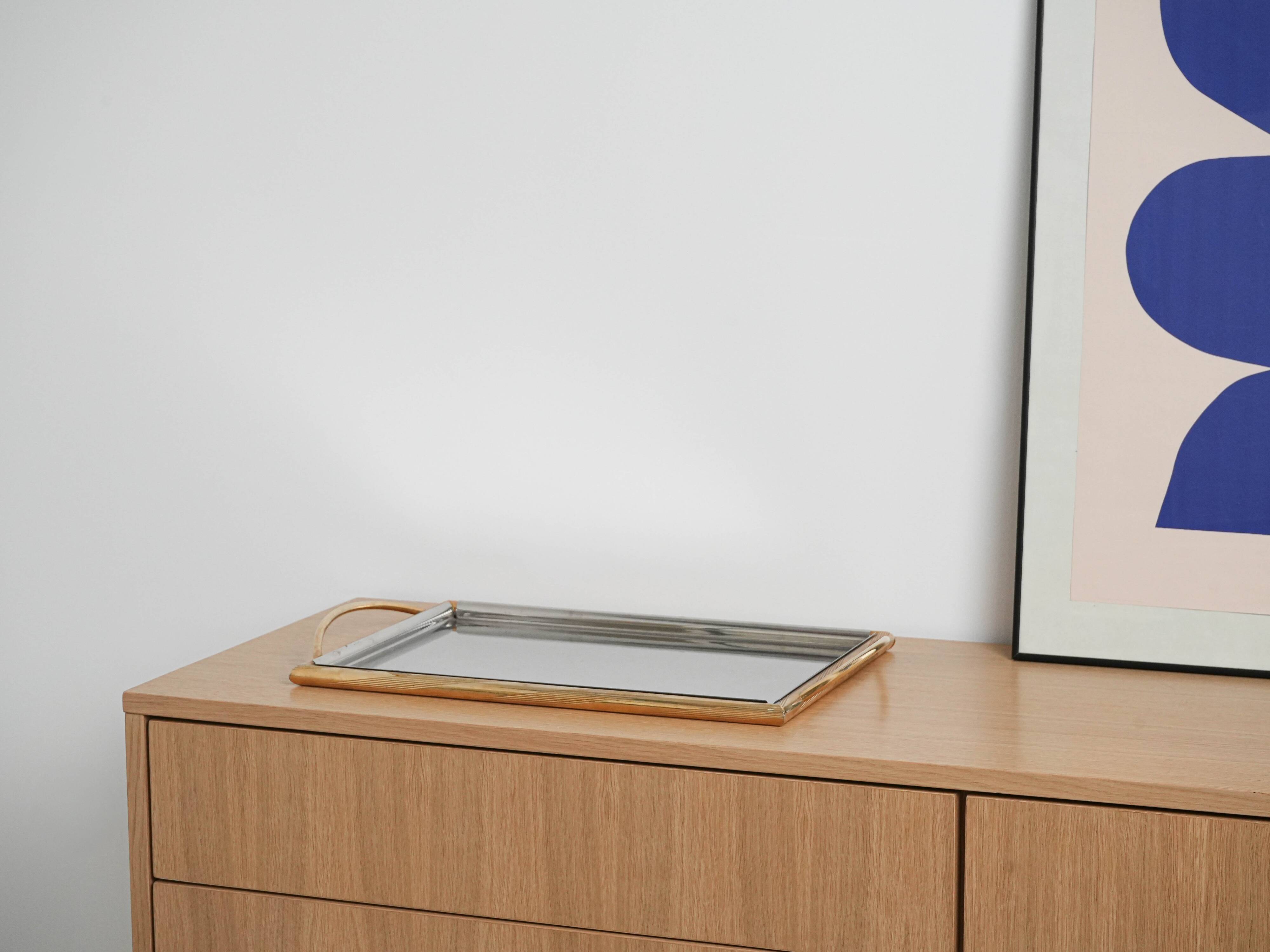 Stainless steel tray, german design, 1970s, manufactured by gottinghen