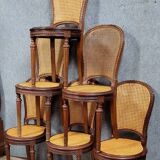 Série de 6 chaises raquettes style Louis XVI en acajou vers 1880