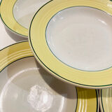 5 hollow plates ceranord faïence-provence yellow and green