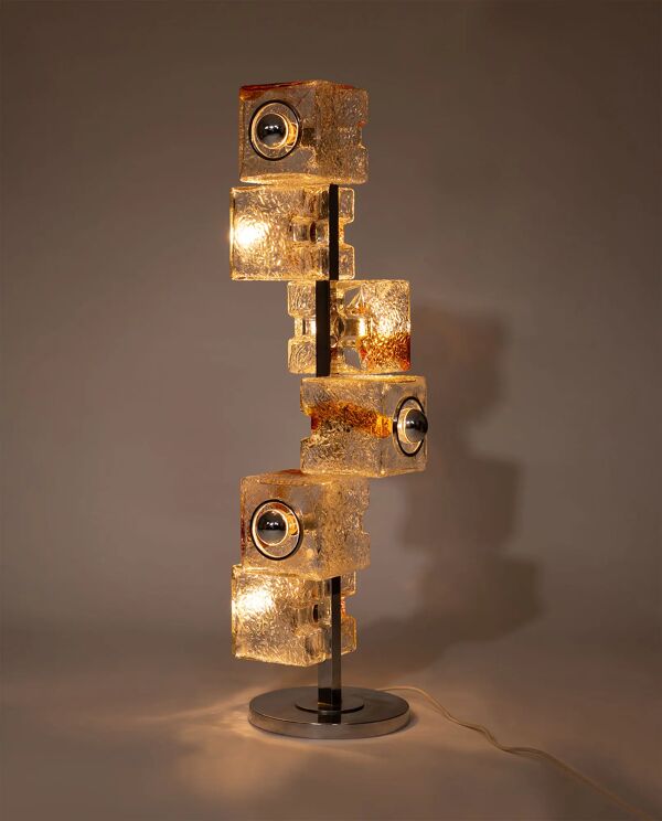 Lampe de sol cube du milieu du siècle, Toni Zuccheri, VeArt, années 1970