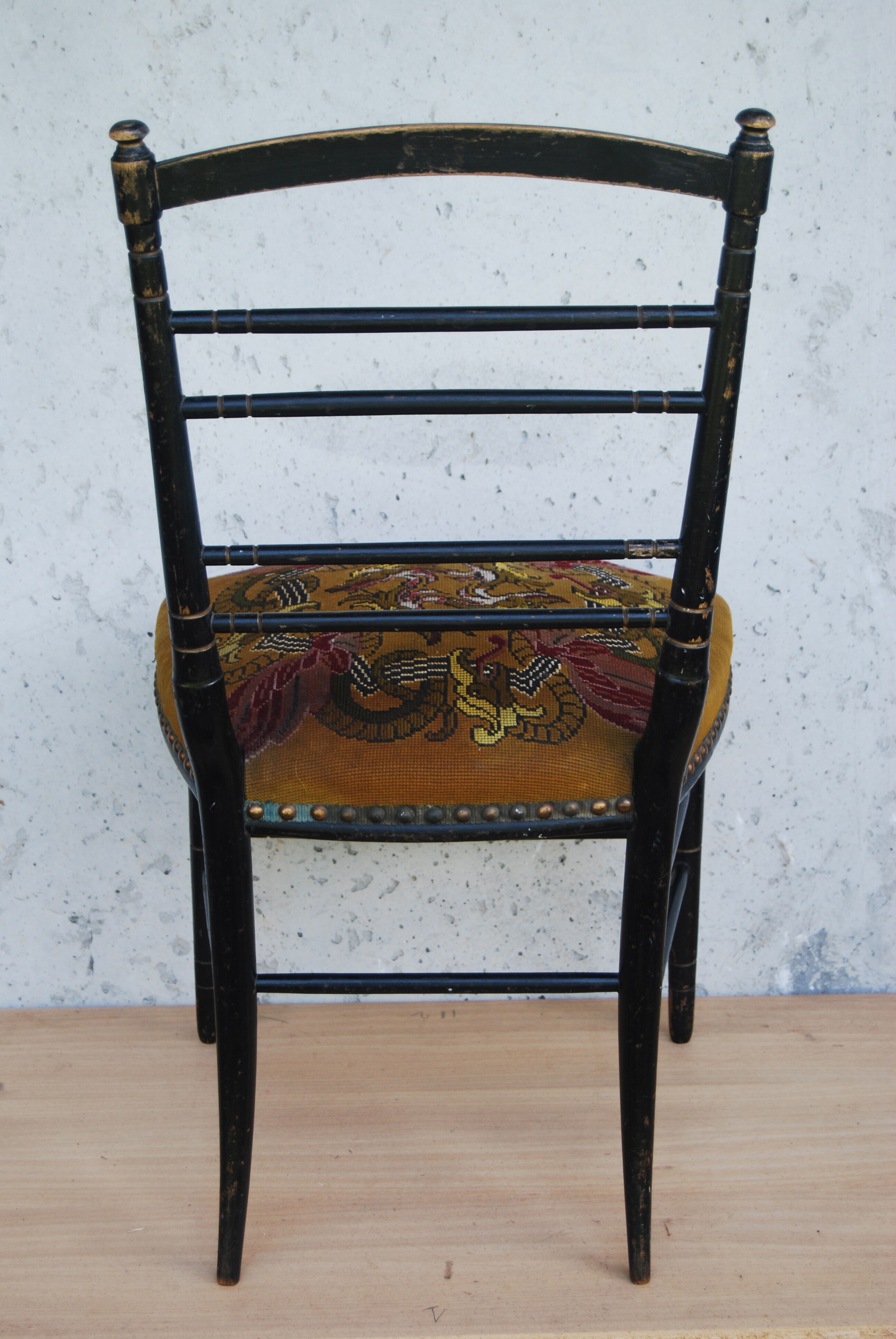 Napoleon III chair in blackened wood and golden fillets 19th.