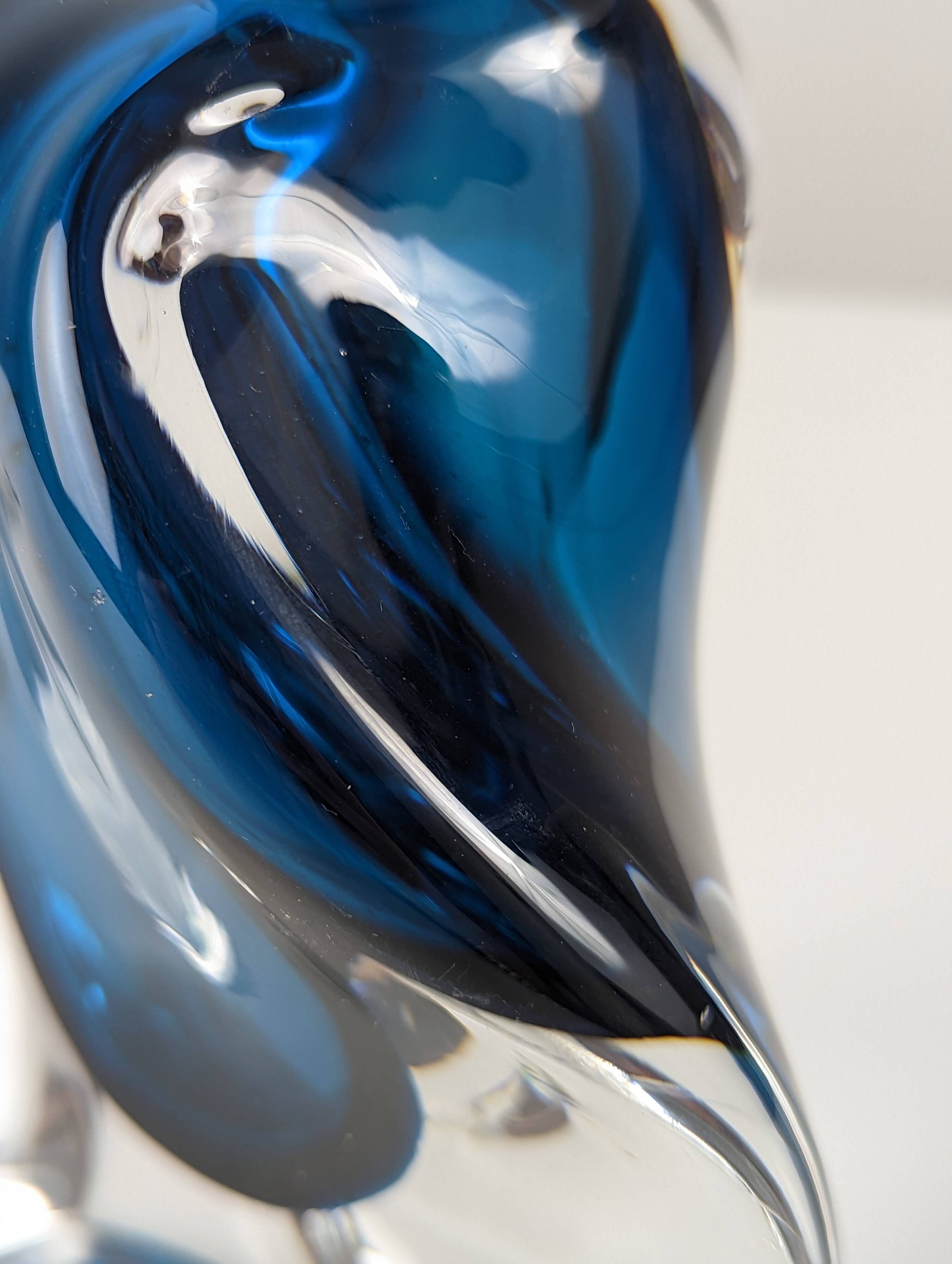 Orrefors Swedish Modern Blue Cased Glass Table Lamp Numbered 1950s