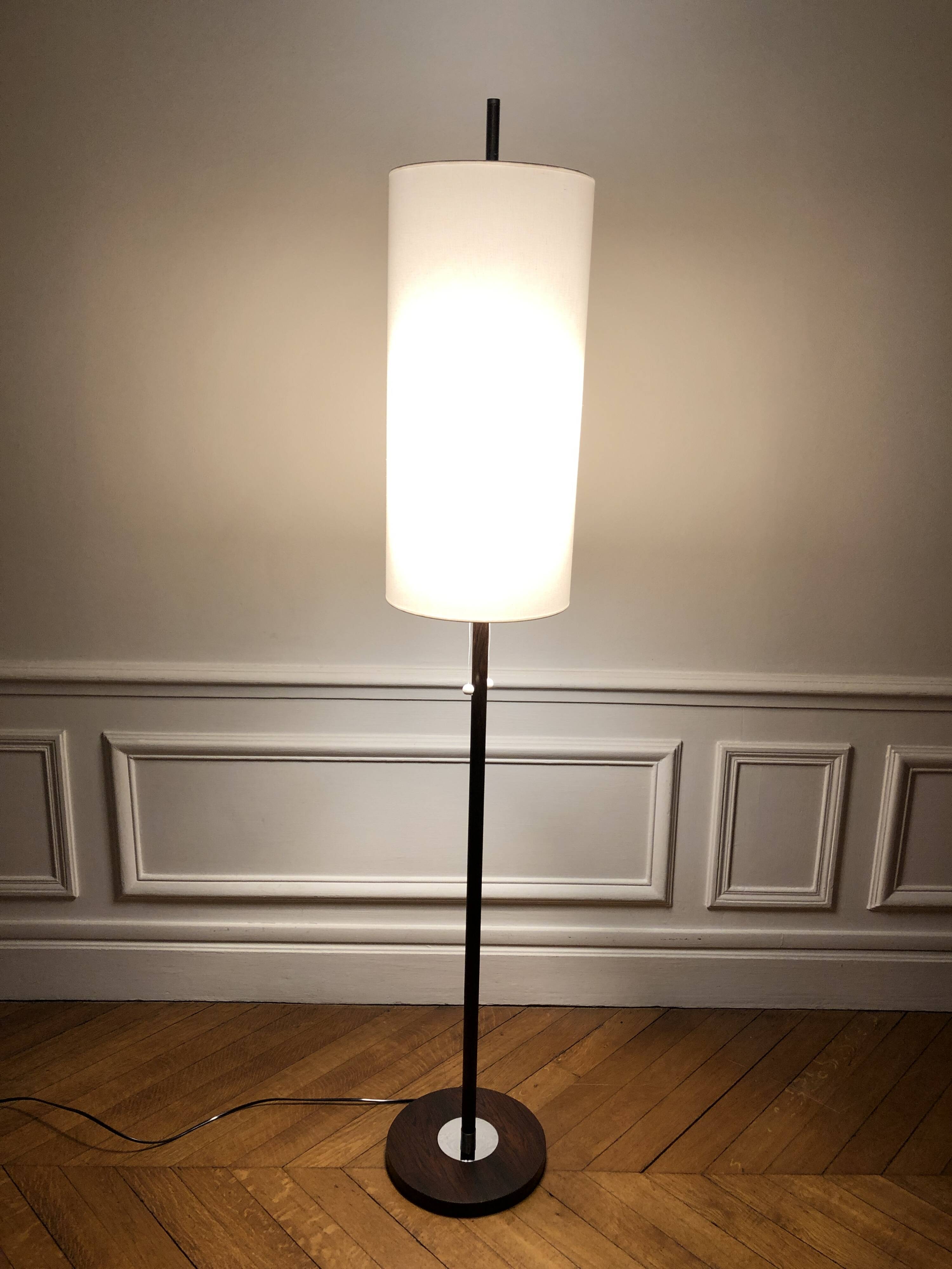 Monix floor lamp, height adjustable in chrome and wood - Paris 1960