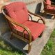 Vintage rattan lounge set 1 bench and 2 armchairs
