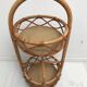 Desserte bar ronde en rotin osier vintage 1960