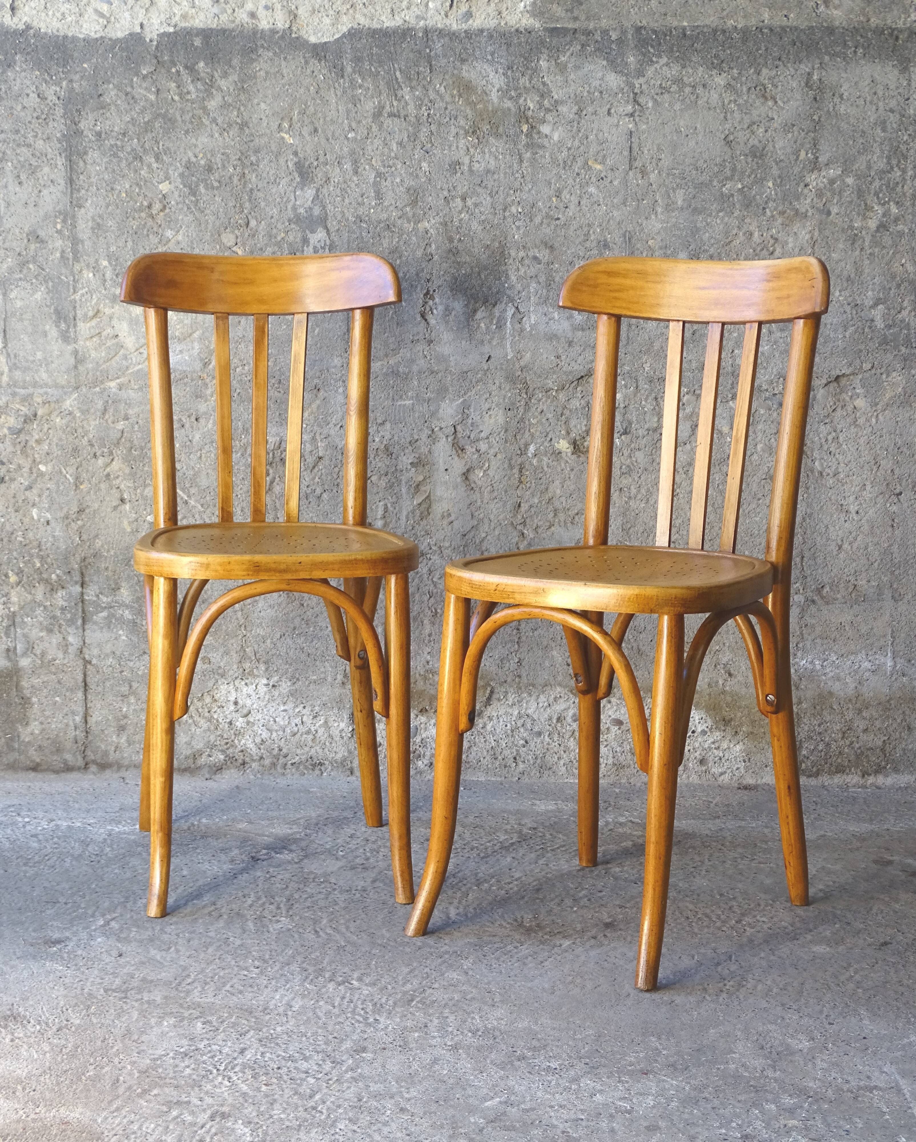 Lot of 2 chairs Fischel bistrot 1935 star seat