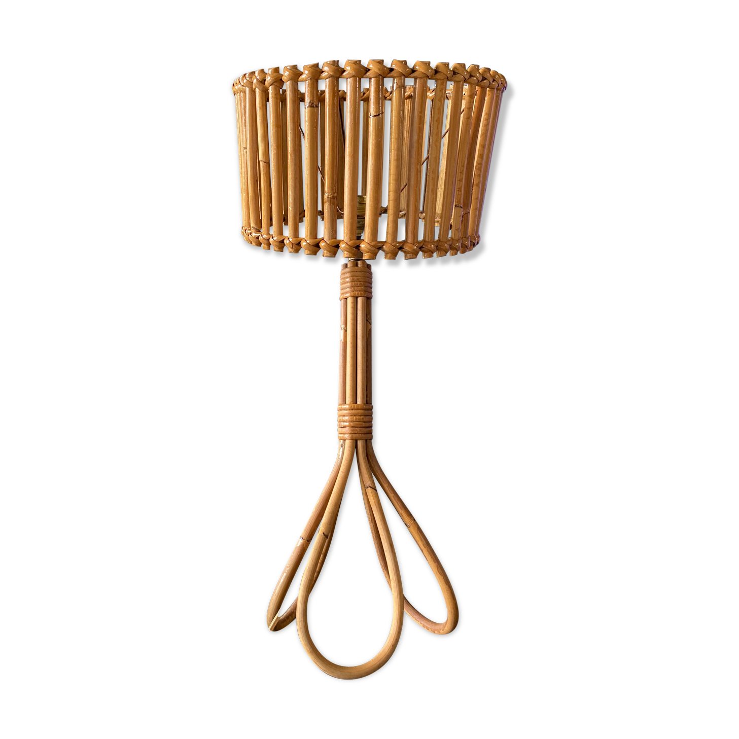 Lampe rotin, câble 2 m, interrupteur vintage