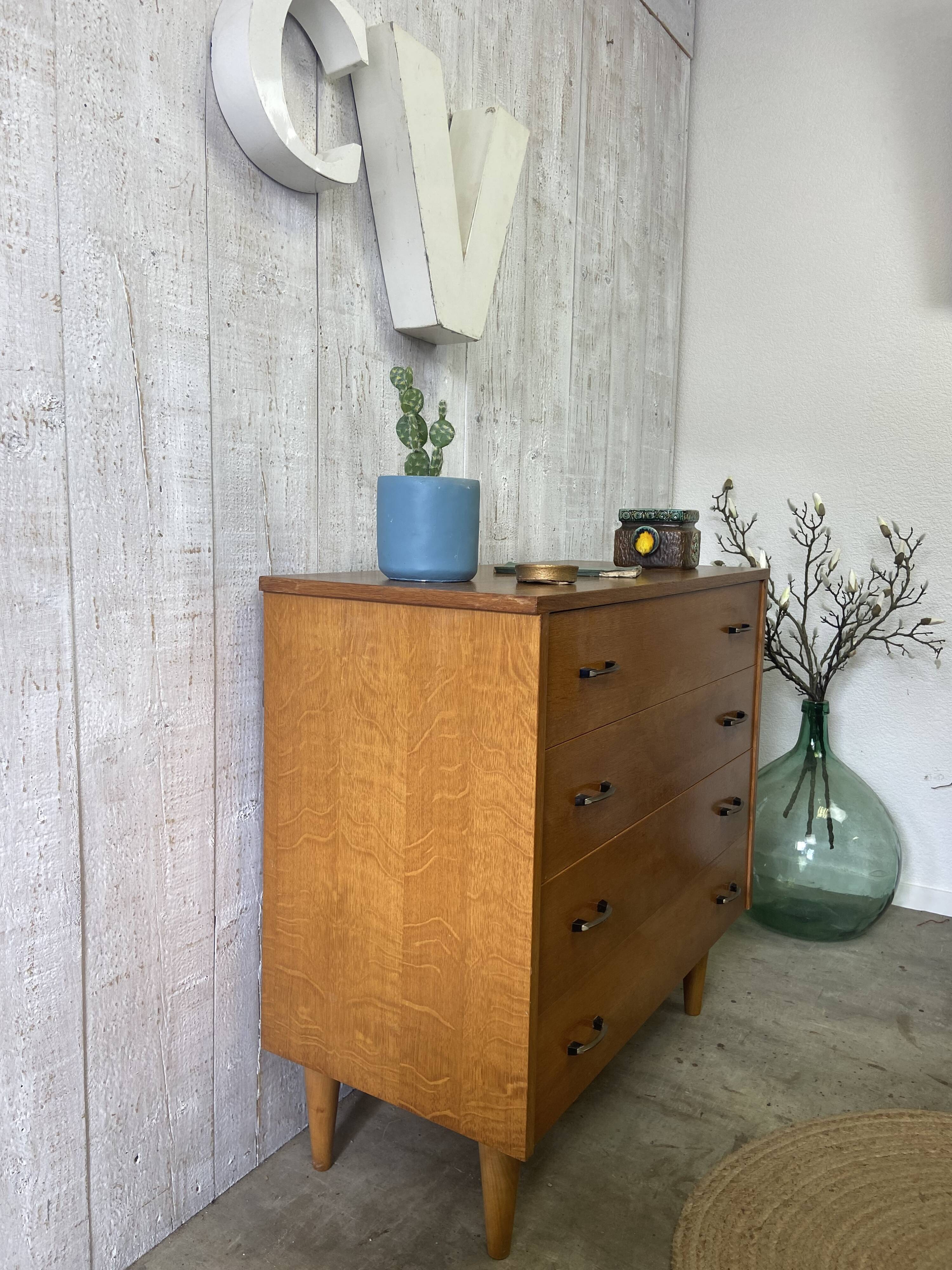 Vintage chest of drawers with conical legs