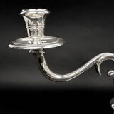 Pair of chrysalia silver metal 3-light candlestick holders