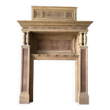 Raw wood fireplace