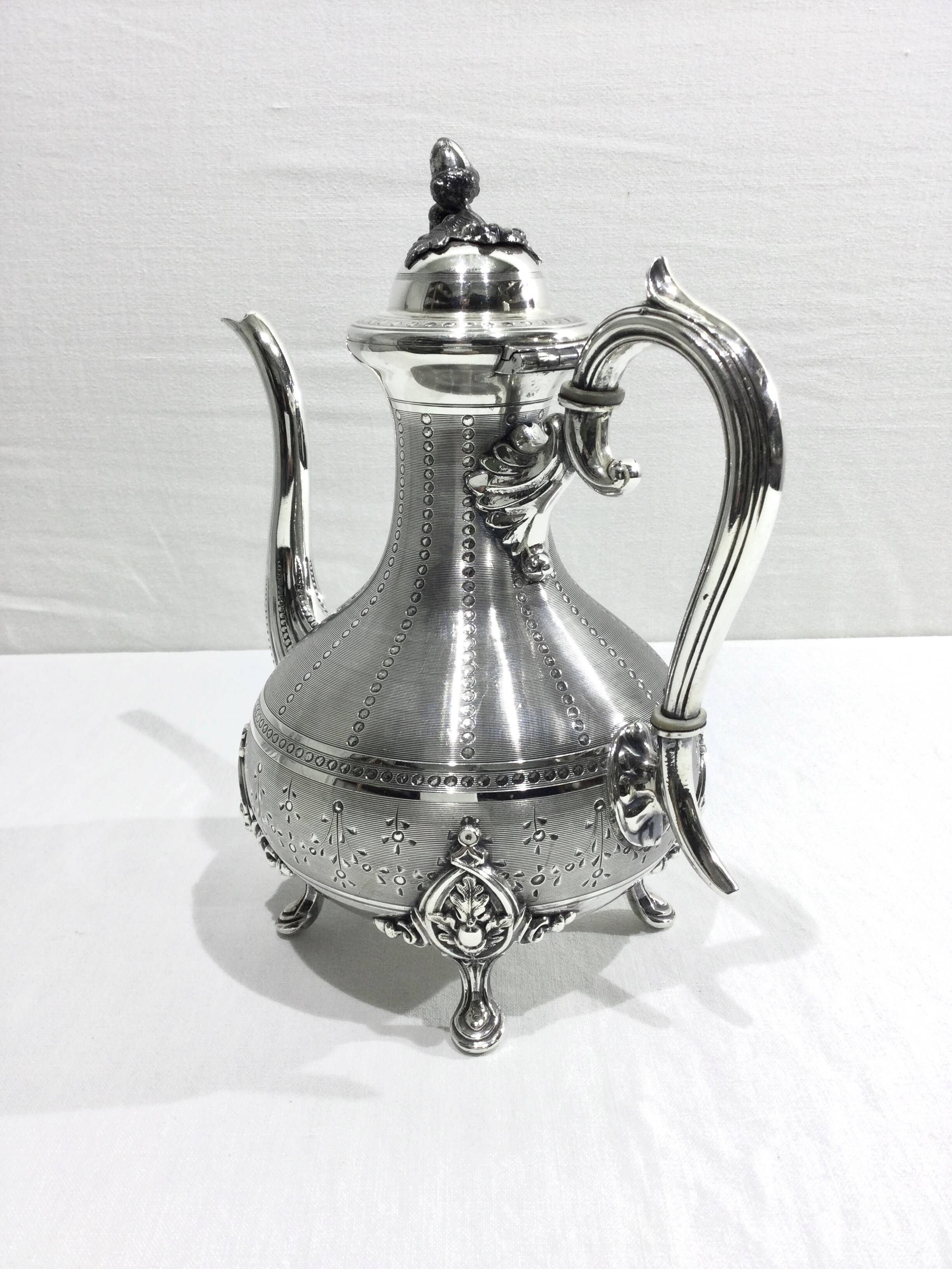 Silver metal teapot