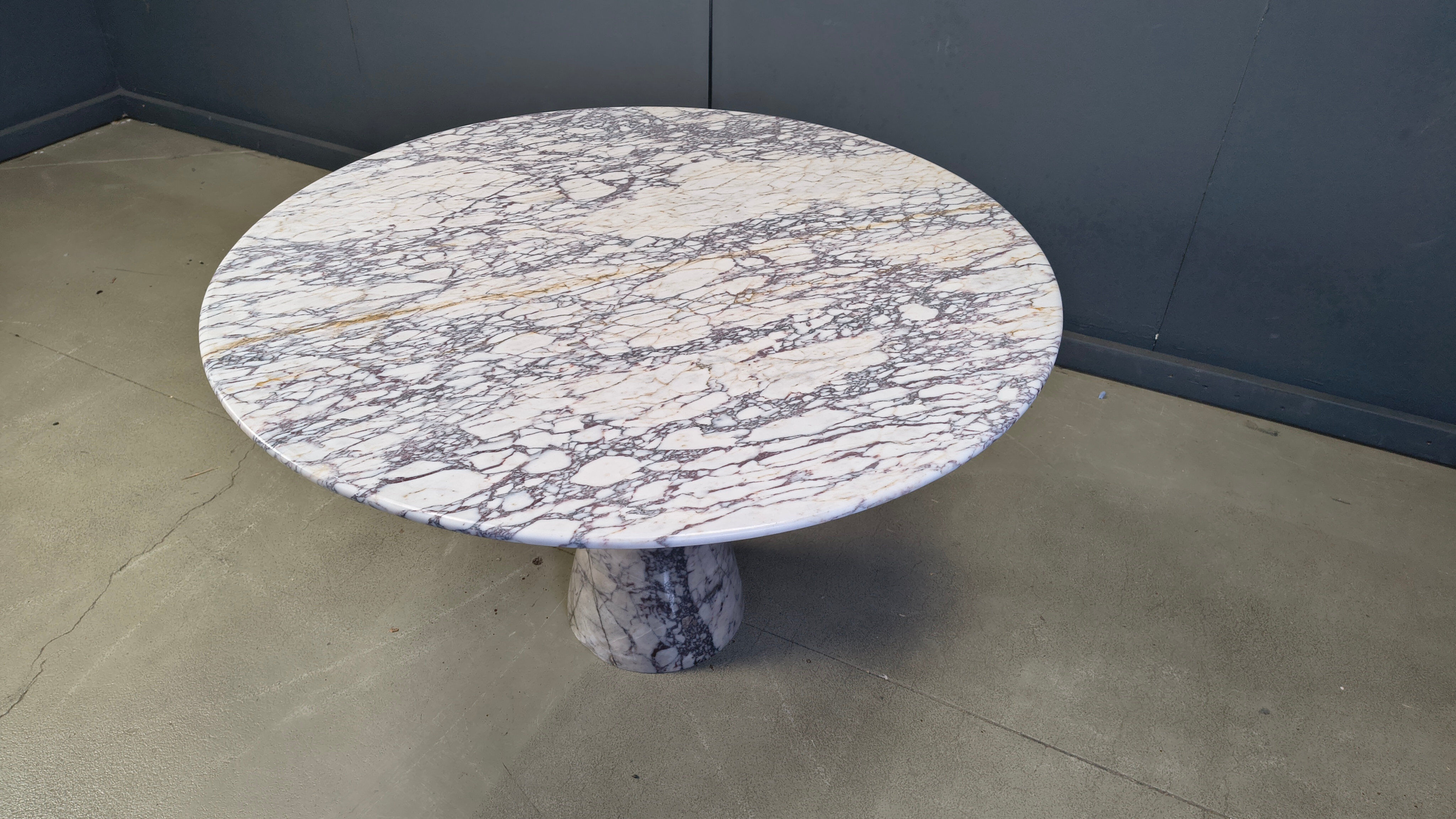 Vintage round marble dining table, 1970s