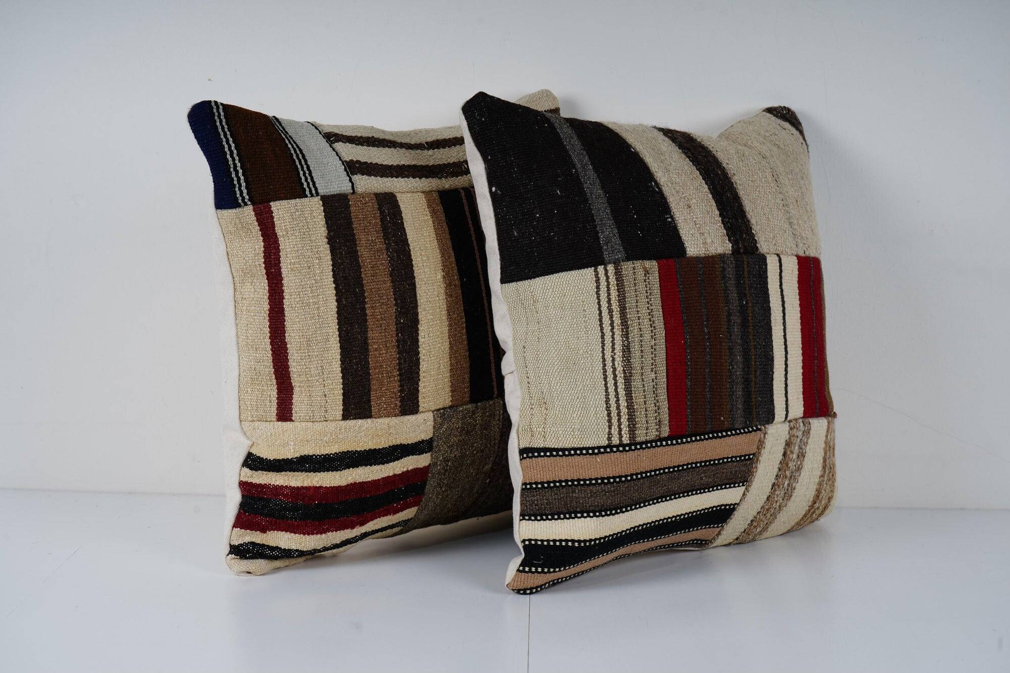 Set of 2 vintage kilim cushion covers 51x51 cm