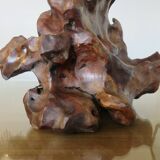 Imposing brutalist lamp in olive wood, 1970