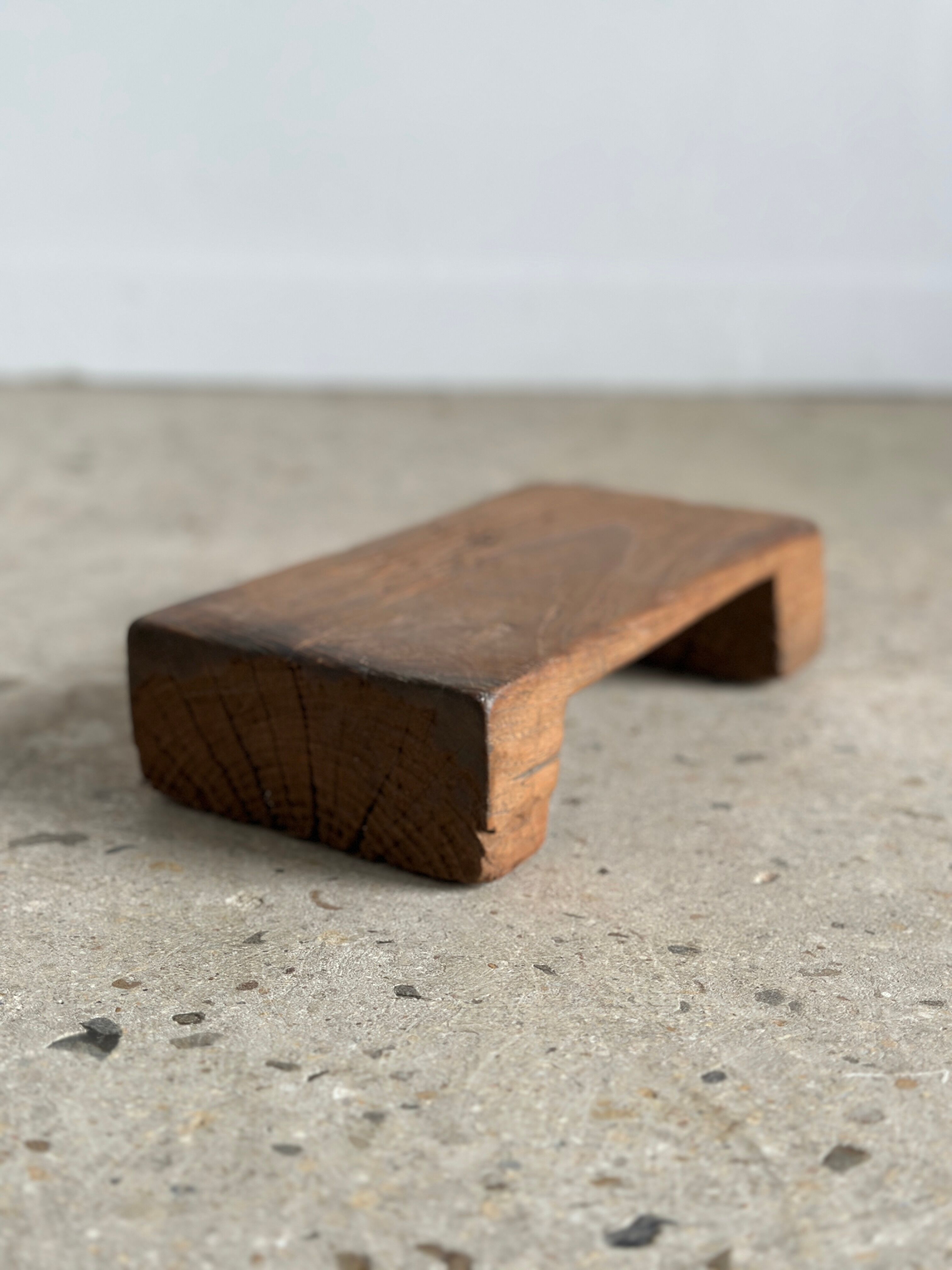 Mini Asian teak side stool blonde