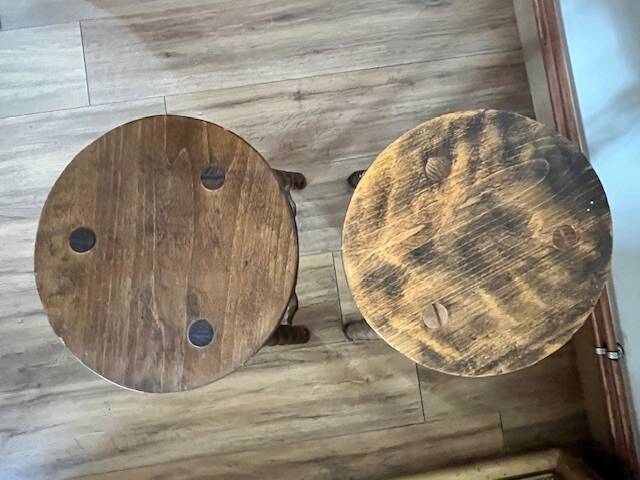 Pair of turned wooden stools