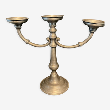 Three-branched tin candlestick
