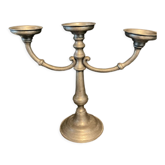 Three-branched tin candlestick