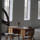 Free-standing oak desk by Henning Kjærnulf, mid-century Danish modernism, 1950s.