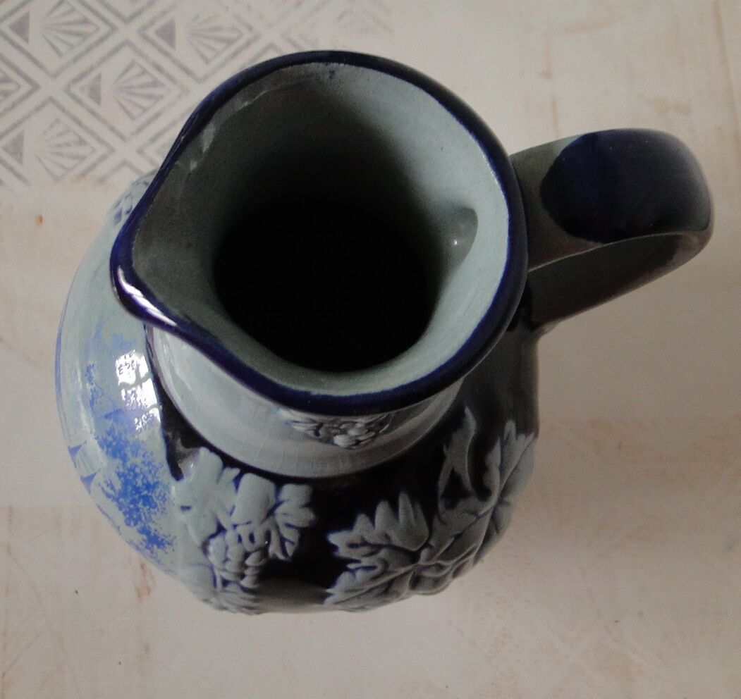 Pichet à vin faience bleu cobalt west germany