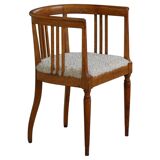 Fauteuil danois Art Nouveau en chêne avec assise rembourrée en laine d'agneau, début 1900