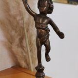 Pair of antique candlesticks in bronze and brass