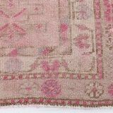 3x12 Soft Pink & Brown Turkish Runner Rug, 86x374CM