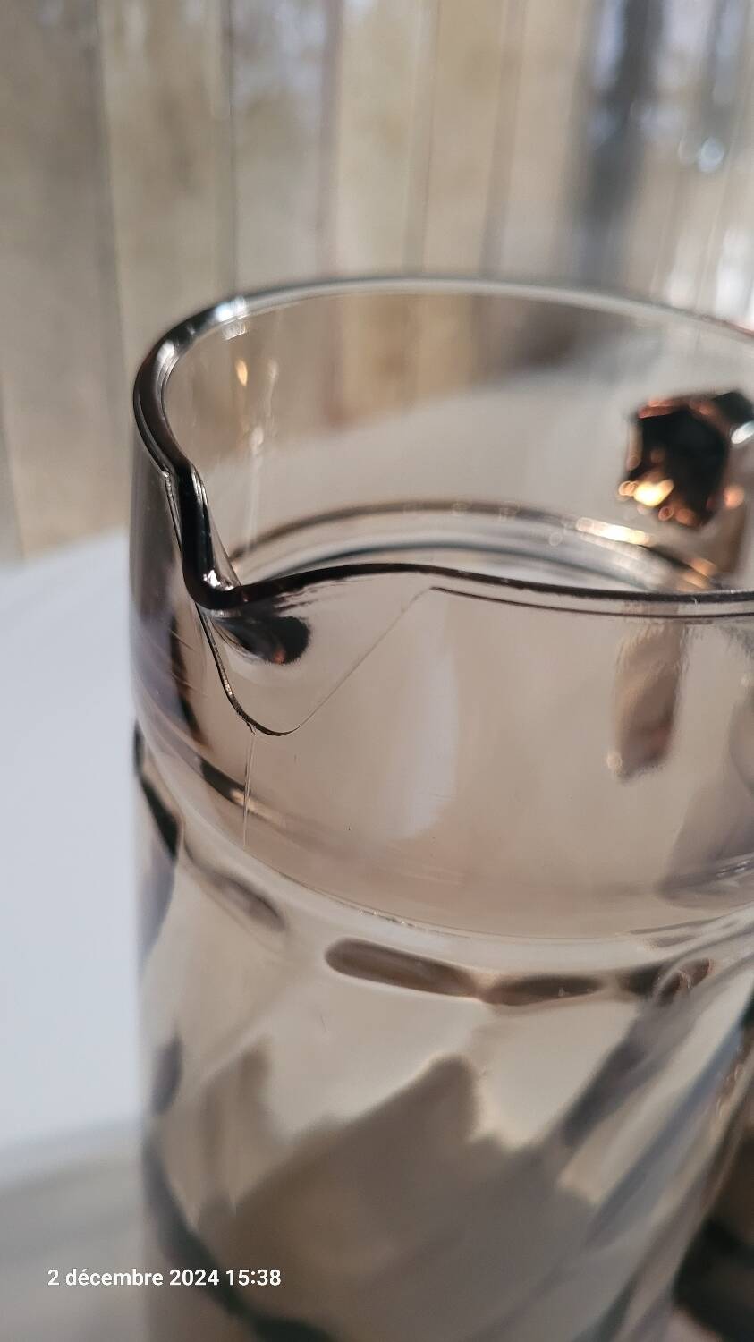 Service à orangeade en verre fumé