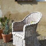 White rattan armchair