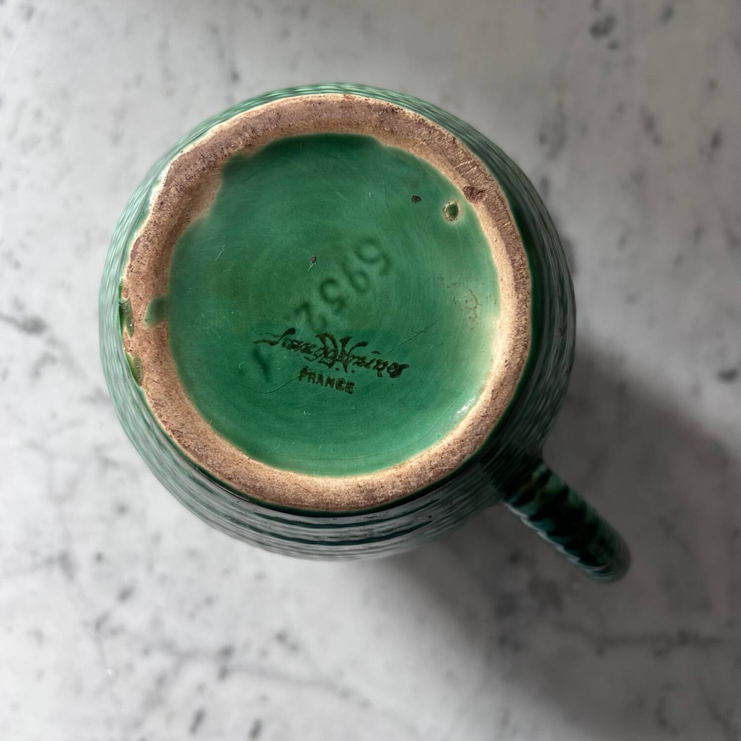 Emerald green pitcher Sarreguemines