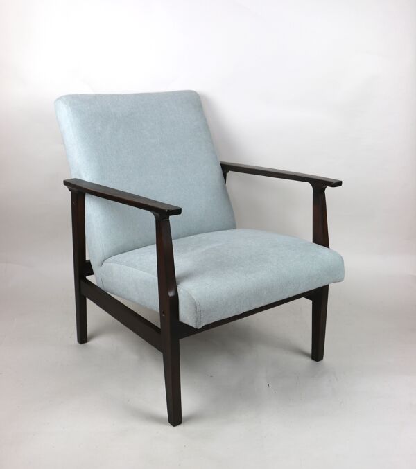 fauteuil bleu clair vintage années 1970