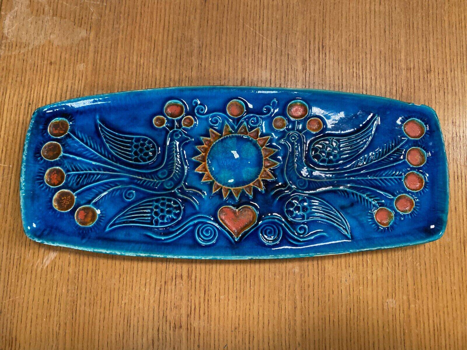 Dish by Jean-Claude Taburet HB Quimper 20th century bird decoration