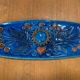 Dish by Jean-Claude Taburet HB Quimper 20th century bird decoration