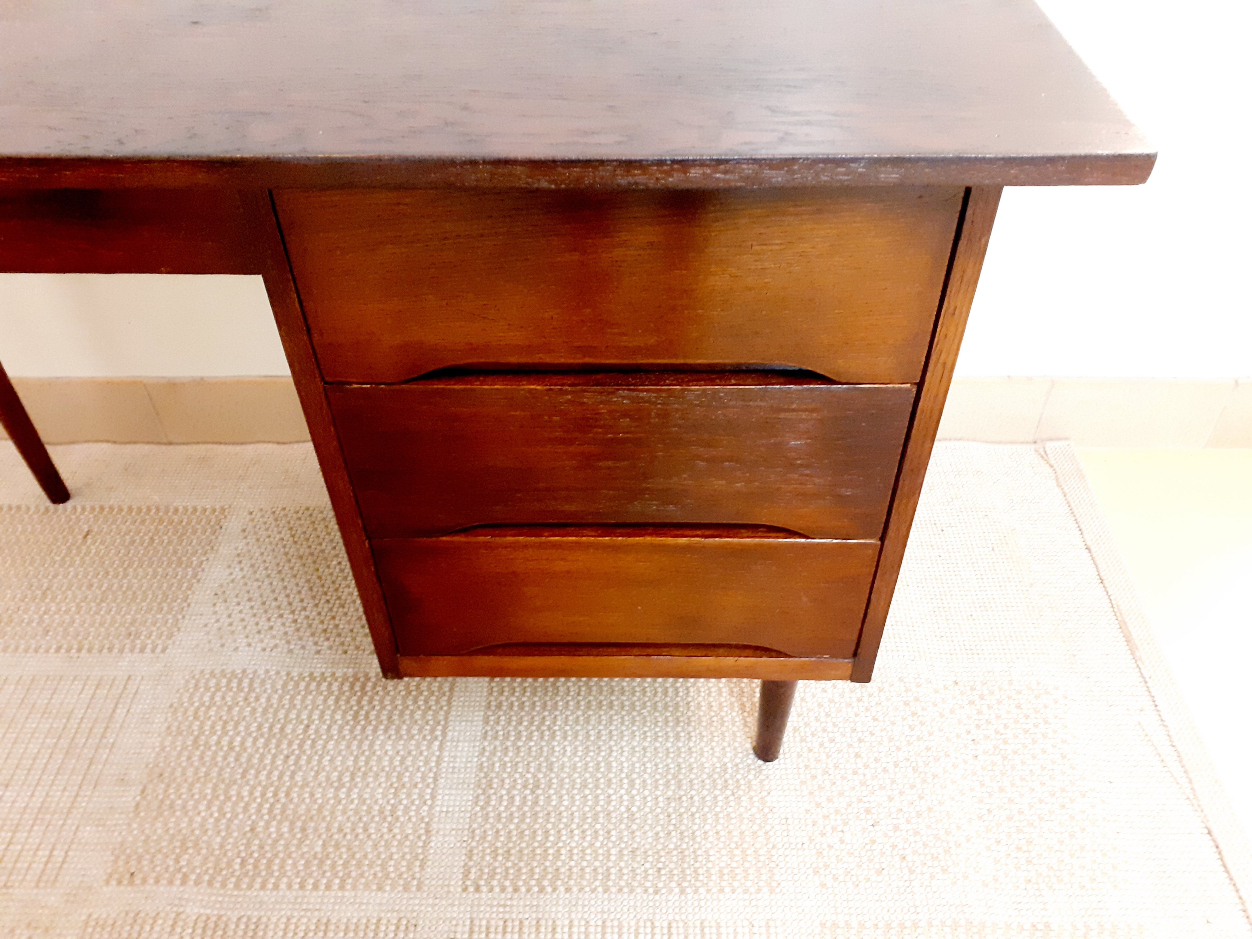 Vintage dark wood desk 50s 60s